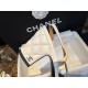 Chanel hic High Heels with White Diamond Grid and Imported Lamb Leather Patchwork Cow Patent Leather Toe