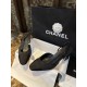 Chanel Black Glitter High Heel Sandals with Back Strap