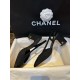 Chanel Black Glitter High Heel Sandals with Back Strap