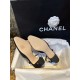 Chanel Black Glitter High Heel Sandals with Back Strap