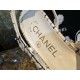 Chanel Elegant High Heels with Classic Satin and Gold Thread Tweed, Sheepskin Lining, Genuine Leather Sole, Embossed Gold Hardware