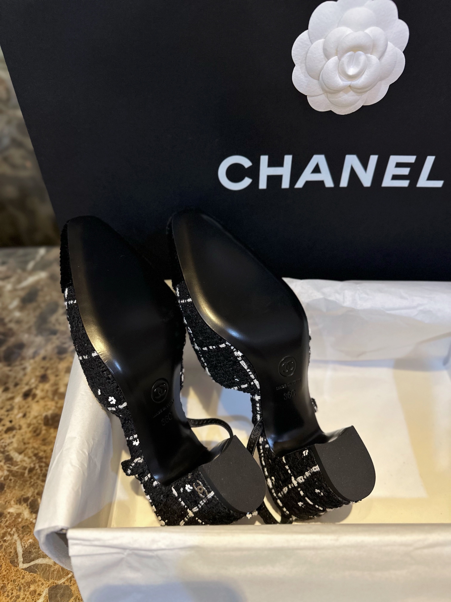 Chanel Camellia High Heels with Sparkling Sequins | Elegant Design,