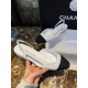 Chanel Silver Foil Coarse White Flat Shoes