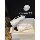 Chanel Silver Foil Coarse White Flat Shoes