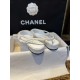 Chanel Silver Foil Coarse White Flat Shoes