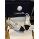 Chanel Silver Glitter Strappy Sandals with 6.5cm Heel Height 