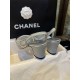 Chanel Silver Glitter Strappy Sandals with 6.5cm Heel Height 