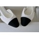 Chanel White Woolen Low Heel Slingback