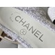 Chanel White Woolen Low Heel Slingback