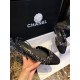 Chanel Black Rainbow Woven Floral Flat Shoes | Woolen Weave with Sparkling Sequins