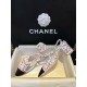 Chanel Pink Bouclé Floral High Heel Slingback 