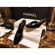 Chanel 7cm Heeled Pumps in Crinkled Black Horse Oil Leather with Silk Accents