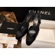 Chanel 7cm Heeled Pumps in Crinkled Black Horse Oil Leather with Silk Accents