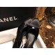 Chanel 7cm Heeled Pumps in Crinkled Black Horse Oil Leather with Silk Accents