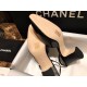 Chanel 7cm Heeled Pumps in Crinkled Black Horse Oil Leather with Silk Accents