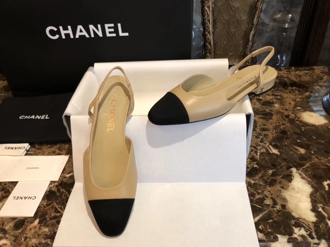 Chanel Slingback 2cm Flat with Ankle Strap - Leather Patchwork Series