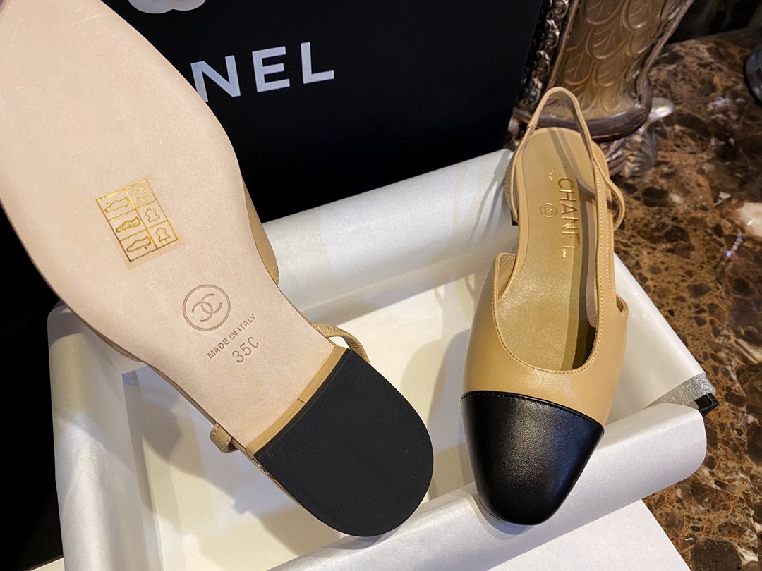 Chanel Slingback 2cm Flat with Ankle Strap - Leather Patchwork Series