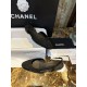 Chanel Black Glitter Flat Slingback Sandals