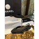 Chanel Black Glitter Flat Slingback Sandals