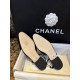 Chanel Black Glitter Flat Slingback Sandals