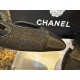 Chanel Black Glitter Flat Slingback Sandals