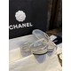 Chanel Silver Glitter Flat Slingback Sandals