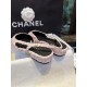 Chanel  22c Lina Belle Pink Velvet Flat Slingback 