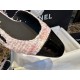 Chanel  22c Lina Belle Pink Velvet Flat Slingback 