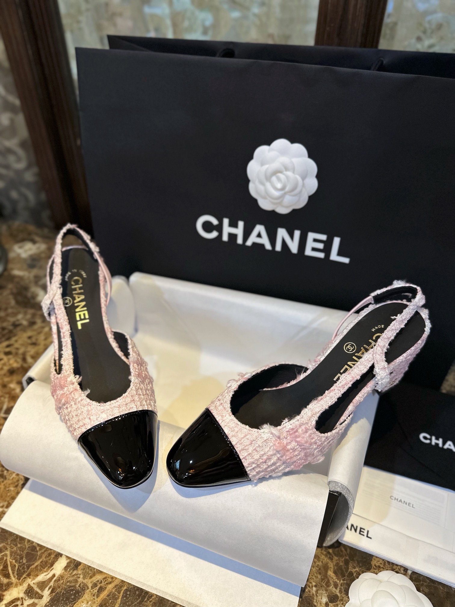 Chanel Lina Belle Pink Velvet High Heel Slingback - Adorable Fluffy Style with Pink Wool and Weaving Craftsmanship