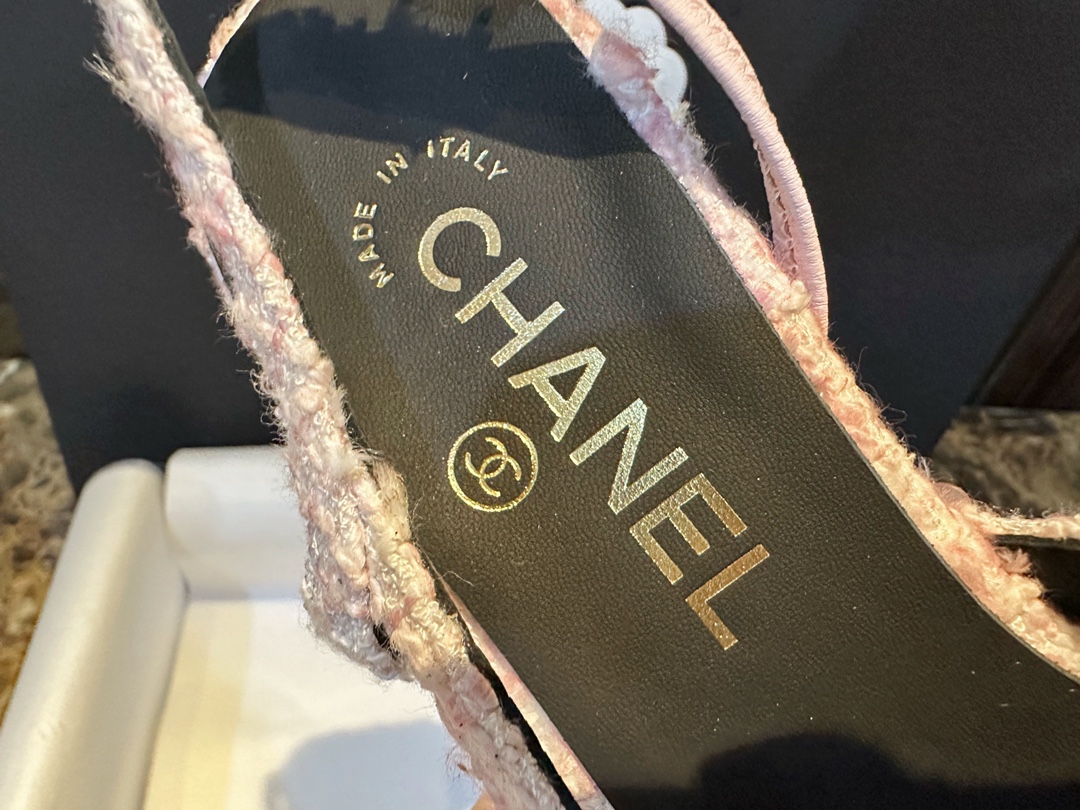 Chanel Lina Belle Pink Velvet High Heel Slingback - Adorable Fluffy Style with Pink Wool and Weaving Craftsmanship