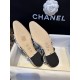 Chanel Black and White Bouclé Flat Shoes - Elegant Fusion of Calf Patent Leather