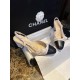 Chanel Lace Letter Almond High Heel Slingback