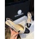 Chanel Lace Letter Almond High Heel Slingback