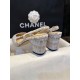 Chanel Lace Letter Almond High Heel Slingback