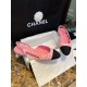 Chanel Pink Bouclé Flat Slingback Sandals - Six Shades of Pink Floral Weave with Black Satin