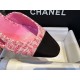 Chanel Pink Bouclé High Heel Slingback Sandals