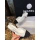 Chanel White Bouclé High Heel Slingback Sandals 