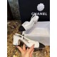 Chanel White Bouclé High Heel Slingback Sandals 