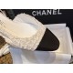 Chanel White Bouclé Flat Slingback Sandals 