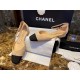 Chanel  Vintage Square Toe Mary Janes in Apricot Suede, Retro Satin Square Toe, Goat Leather with Suede Effect, Comfortable Lamb Leather Lining