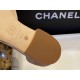 Chanel  Vintage Square Toe Mary Janes in Apricot Suede, Retro Satin Square Toe, Goat Leather with Suede Effect, Comfortable Lamb Leather Lining