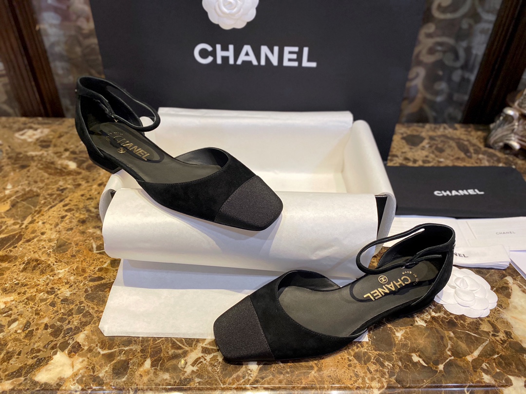 Chanel Vintage Square Toe Mary Janes in Black Suede