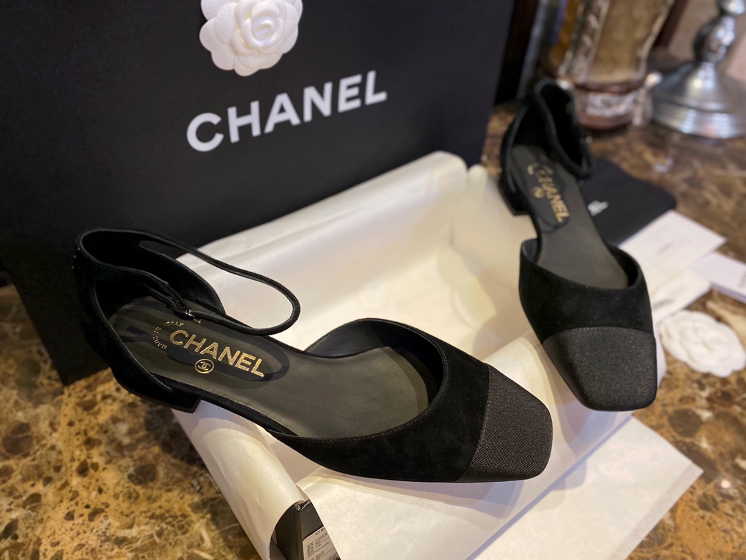 Chanel Vintage Square Toe Mary Janes in Black Suede