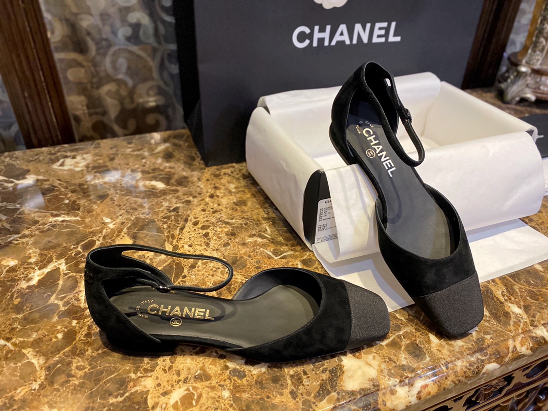 Chanel Vintage Square Toe Mary Janes in Black Suede