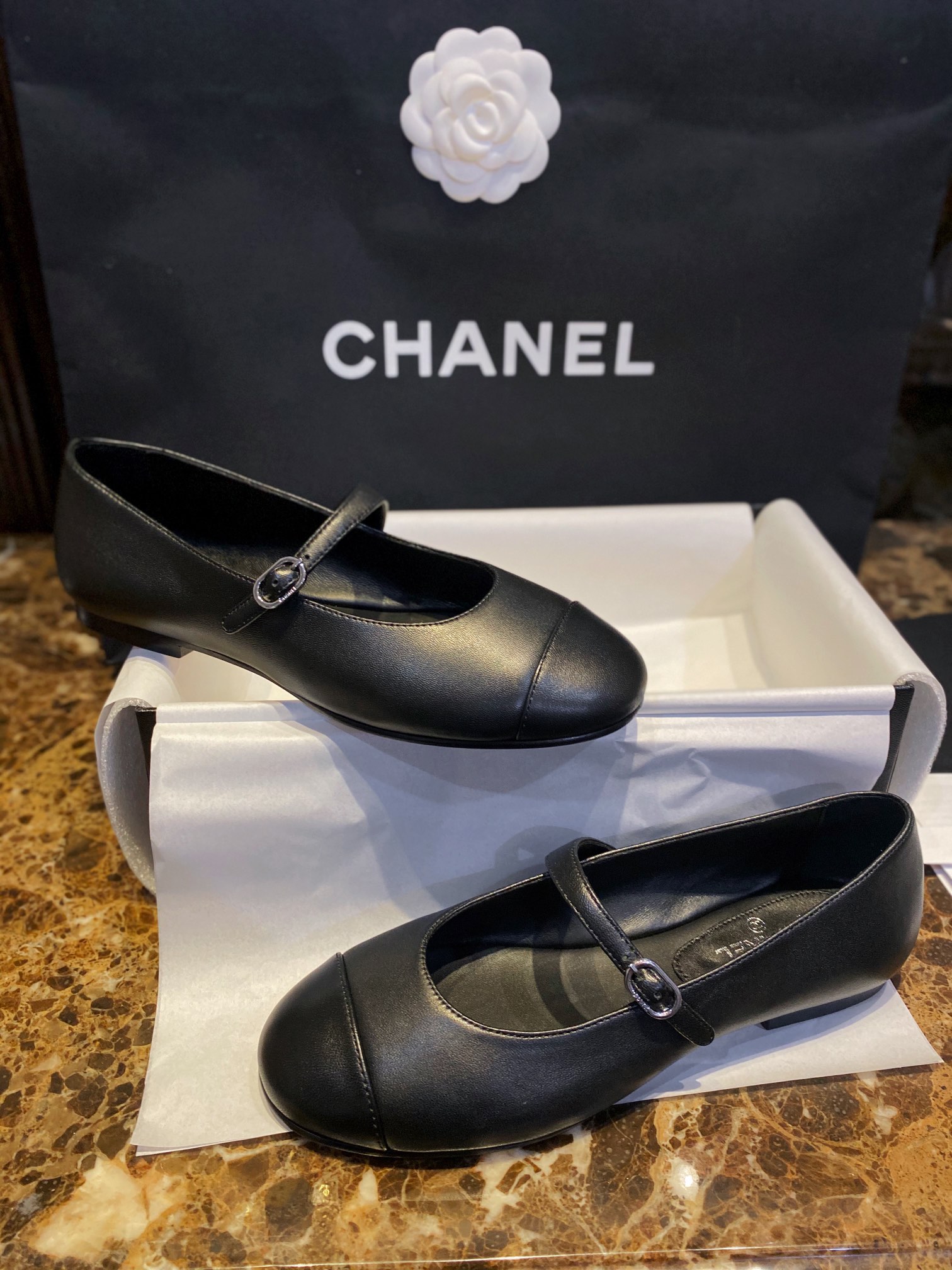 Chanel Cozy Black Mary Jane Flats in Supple Sheepskin, Comfort Guaranteed or Your Money Back! Subtle Side Logo for Understated Elegance, Timeless Grace