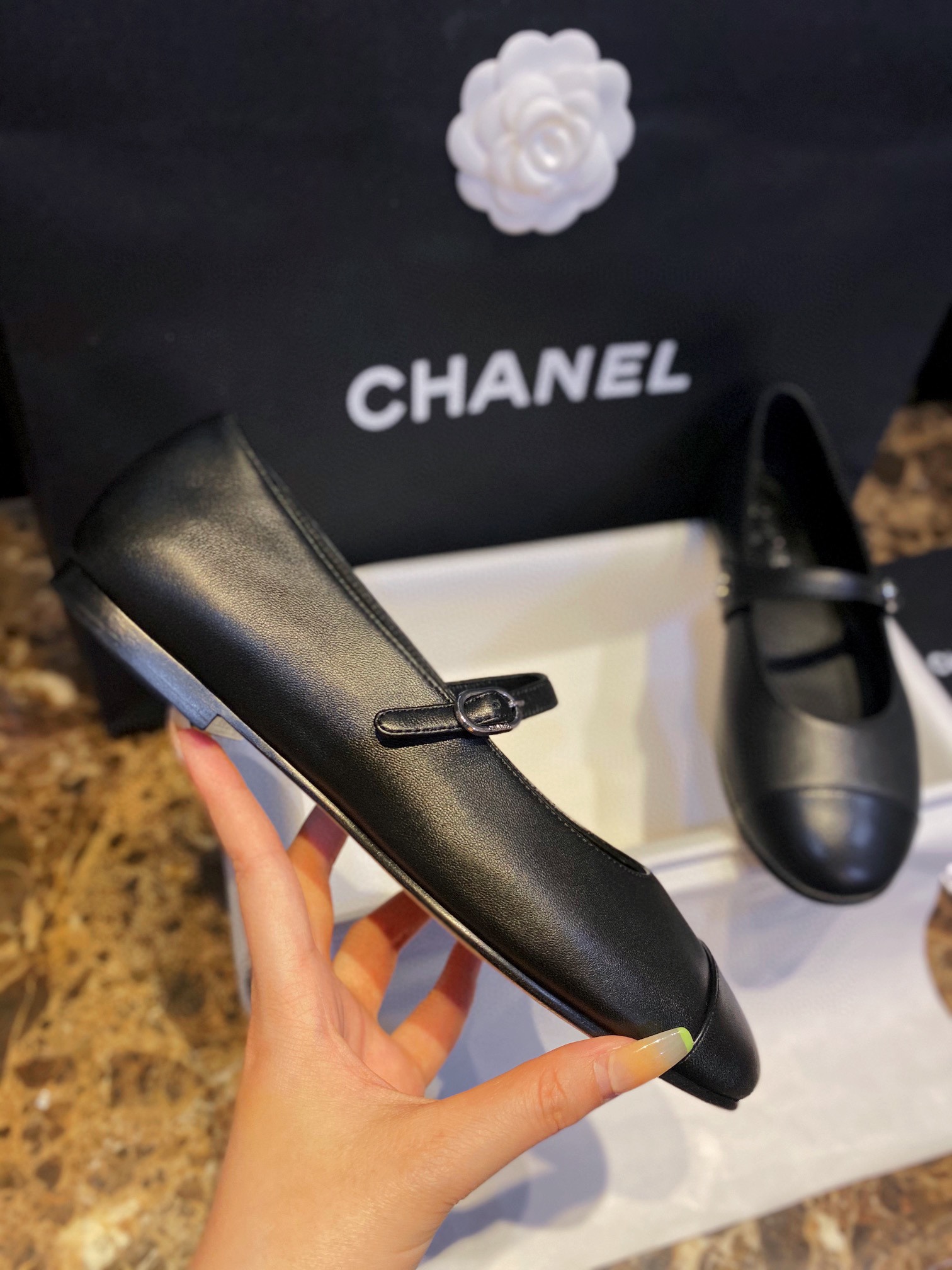 Chanel Cozy Black Mary Jane Flats in Supple Sheepskin, Comfort Guaranteed or Your Money Back! Subtle Side Logo for Understated Elegance, Timeless Grace