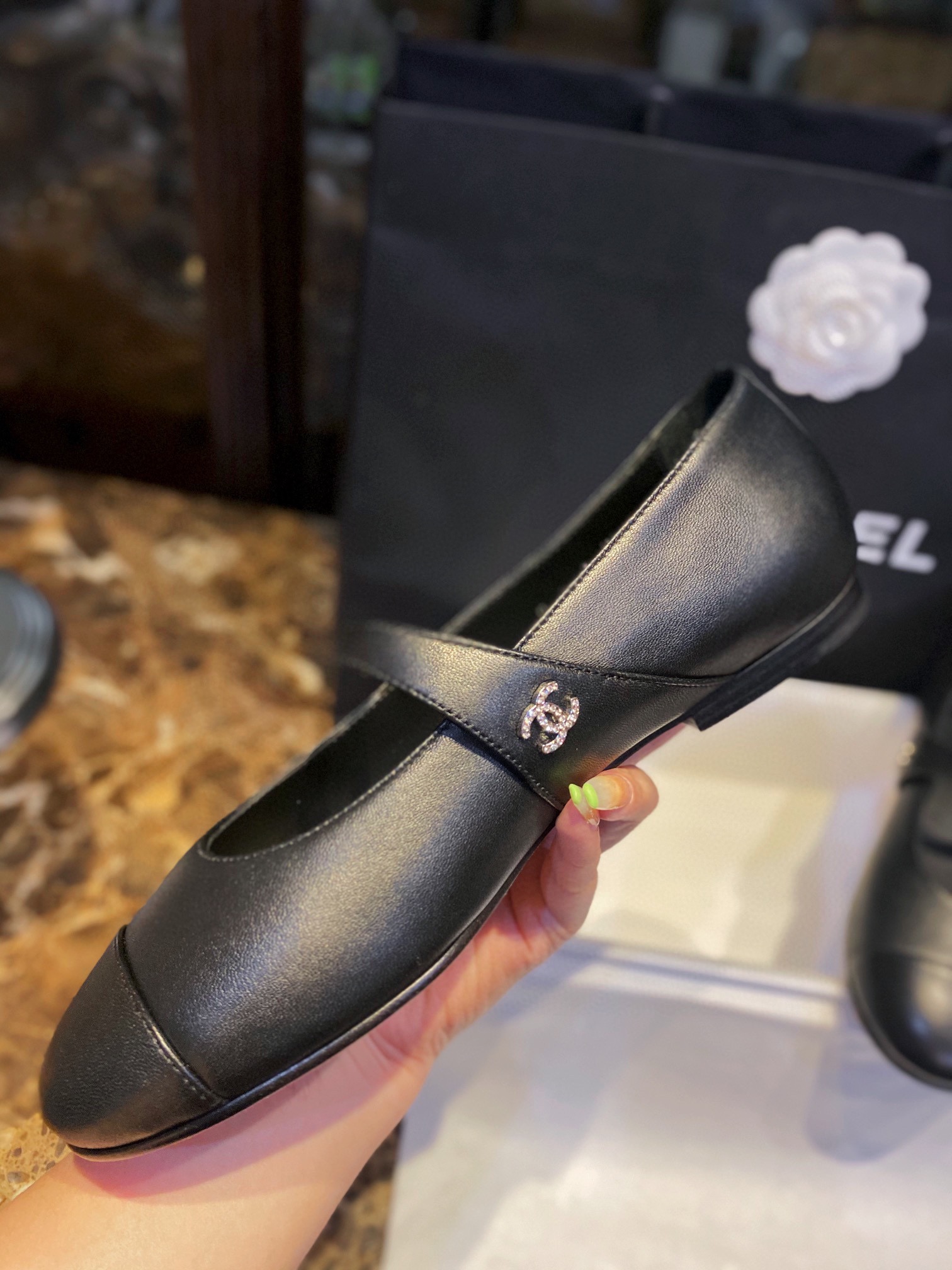 Chanel Cozy Black Mary Jane Flats in Supple Sheepskin, Comfort Guaranteed or Your Money Back! Subtle Side Logo for Understated Elegance, Timeless Grace