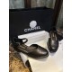 Chanel Genuine Sheepskin Black and Gold Mary Jane Lace-Up Shoes