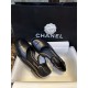 Chanel Genuine Sheepskin Black and Gold Mary Jane Lace-Up Shoes