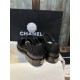 Chanel Genuine Sheepskin Black and Gold Mary Jane Lace-Up Shoes